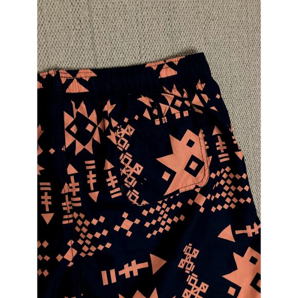 Burnside Swim Trunks Men XL Dark Navy Geometric Print Drawstring Beach Quick Dry - Picture 6 of 12